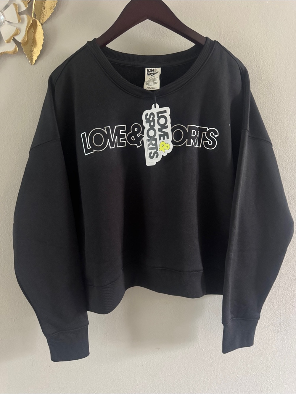 Love & Sports Black Crew Sweatshirt by Love & Sport